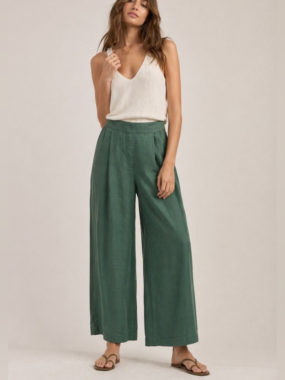 YFB Young Fabulous & Broke Green Wide Leg Pants Size L